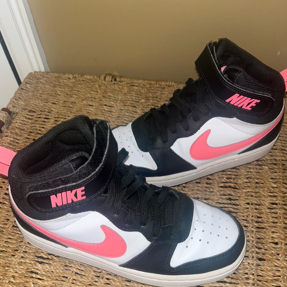 Nike Black and Pink High-Top Sneakers